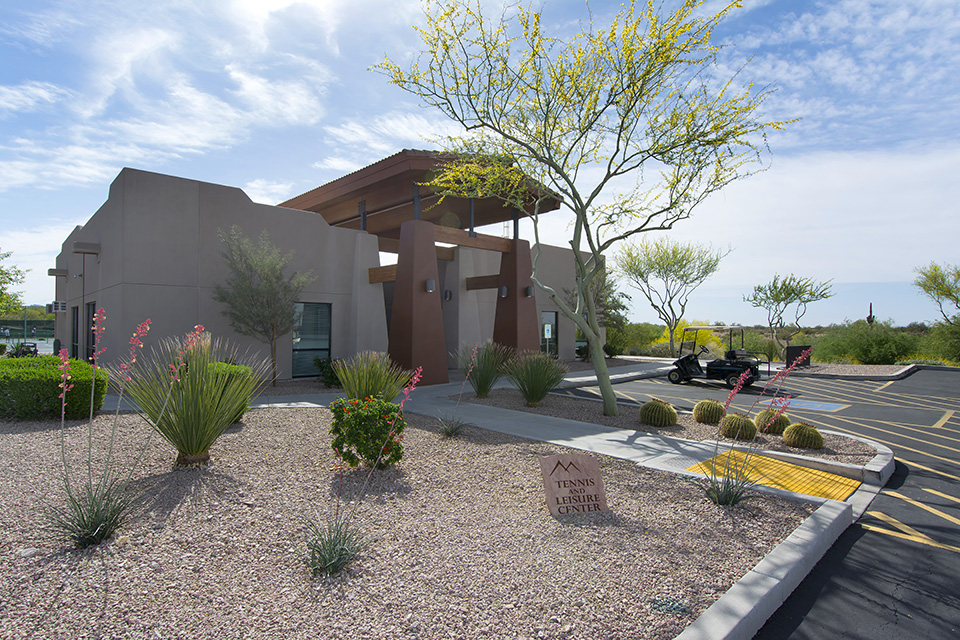 Tennis and leisure center at Montesa at Gold Canyon is uniquely built