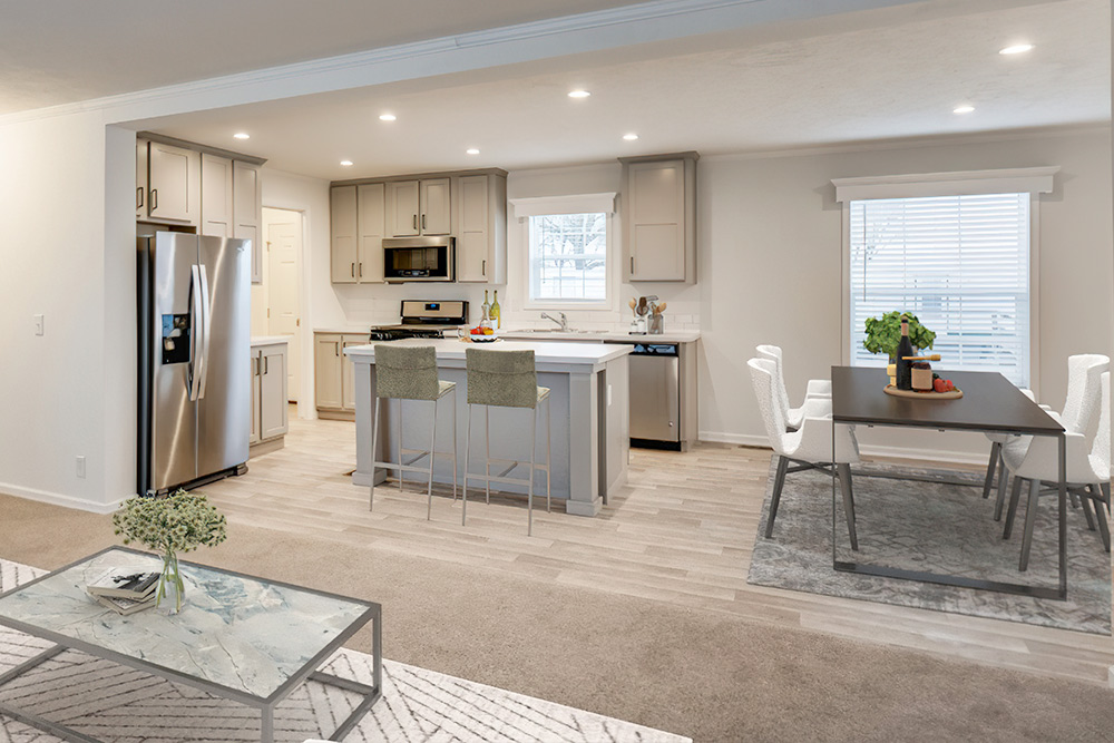 kitchen in modern Minnesota mobile home 